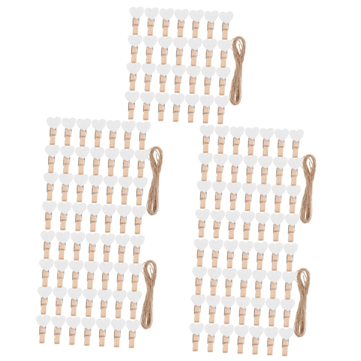 Clips de madera para fotos con cuerda de yute natural PRETYZOOM 5 juegos para manualidades