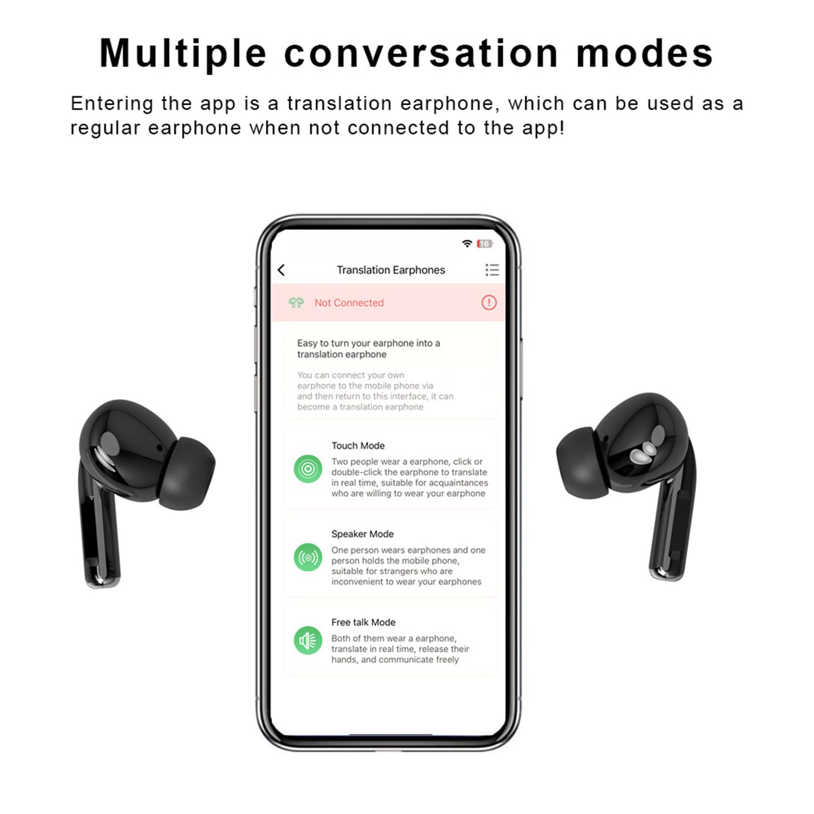 Docooler A8 Language Translator Earbuds Supports 100+ Languages Online Two-Way Translation Earbuds Compatible with iOS and Android BT 5.3 Headphones - Image 4