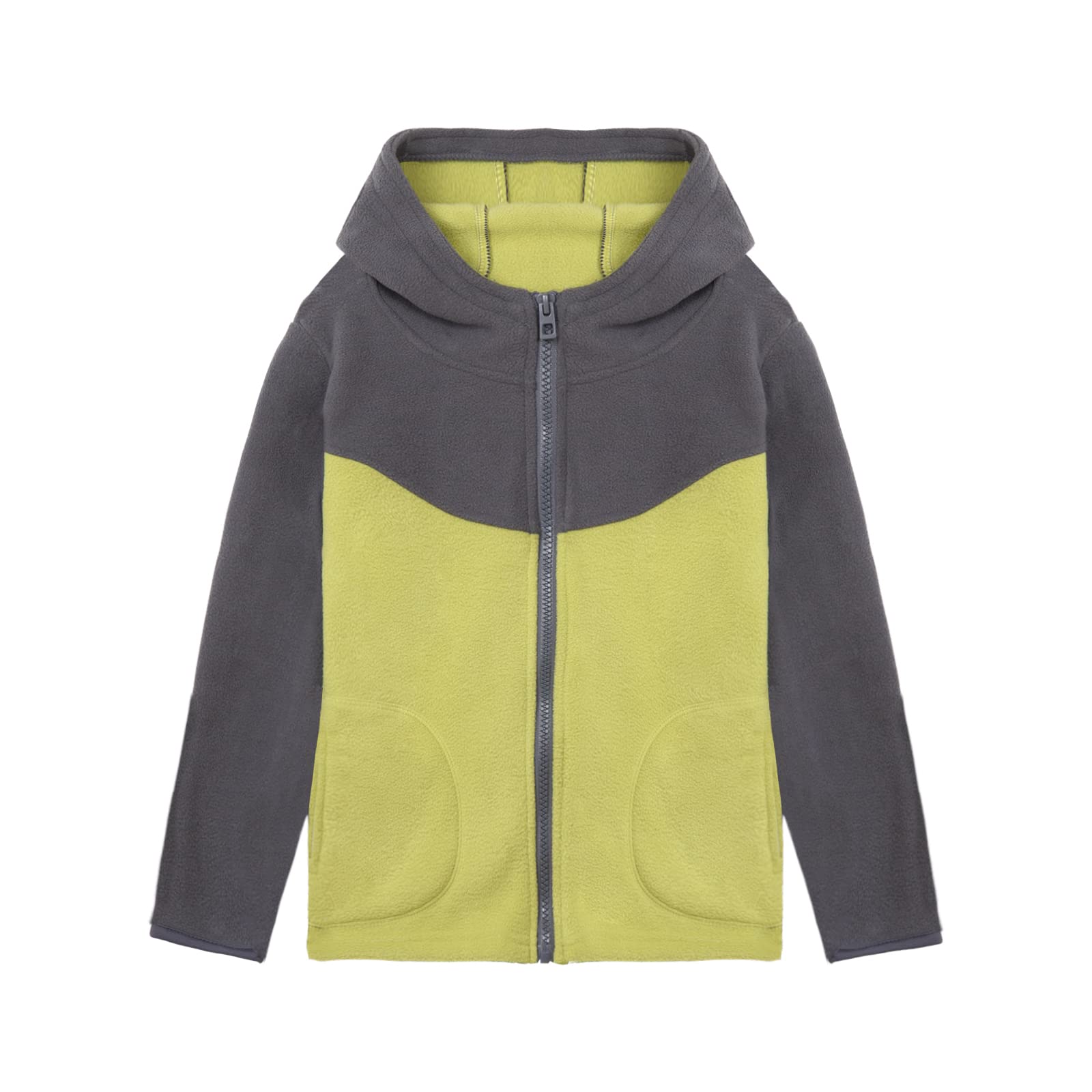 LittleSpring Neutral Boys Girls Polar Fleece Jacket with Pockets Full Zip Fall Winter Colorblock Outwear