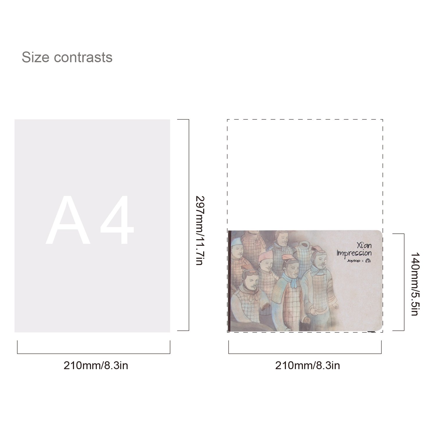 Chinese Culture Style Traveling Journals Notebook with Impression and Hand Painted Cover, Xi’an ,Pack of 4