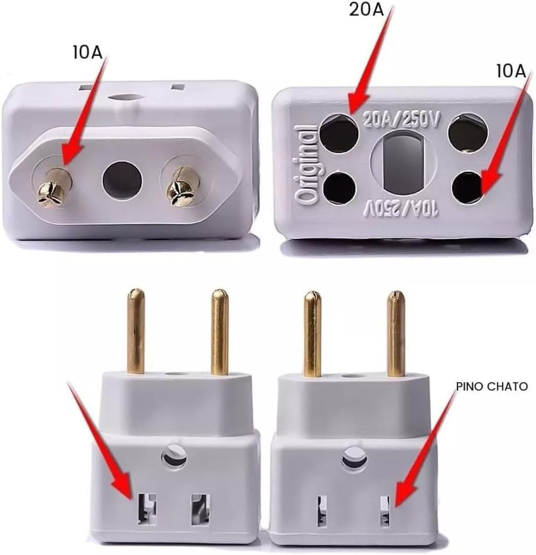 Kit 6 Adaptadores Tomadas Bob Esponja Benjamin 10A 20A Plug Pino Grosso 250v Plugue T Bivolt Premium Original