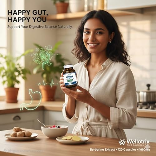 Miniatura 5 de Extracto de berberina 1600 mg con cardo mariano, canela de Ceilán y extractos de hierbas - Glucosa avanzada y apoyo metabólico - 120 cápsulas