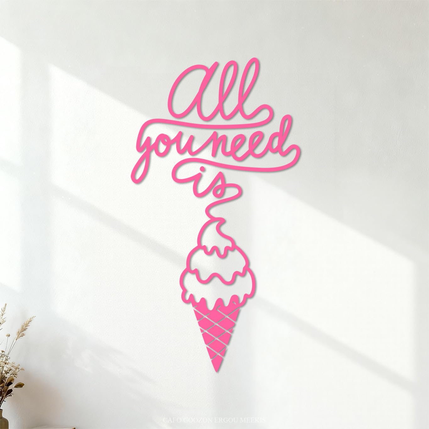 with and ice Cream Cone Wall Decals Paster Paper 47.6x88.6cm Art Mural Painting Pink
