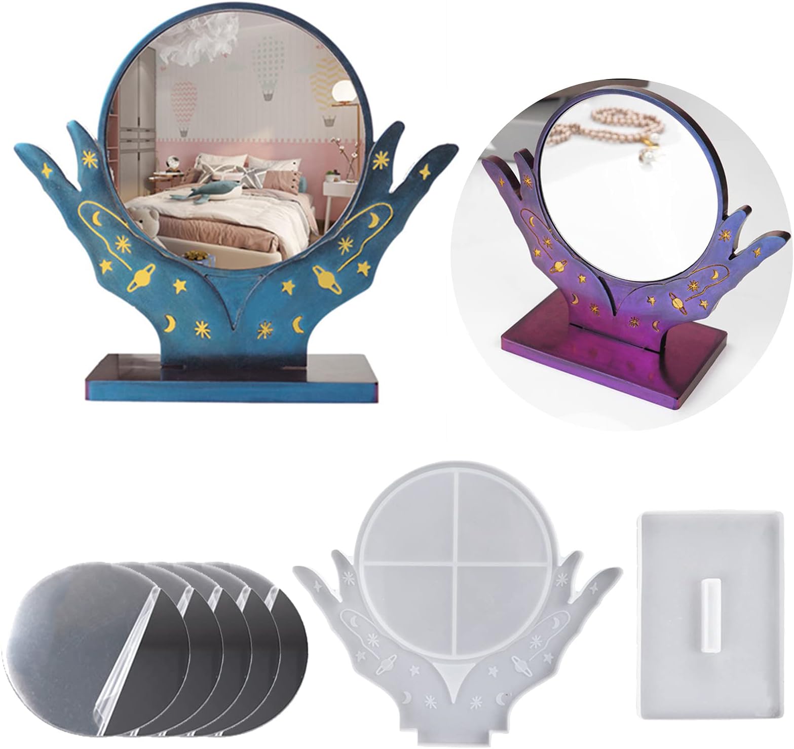 DoreenBow Mirror Molds+Mirrors,Comb Silicone Making Molds,Resin Casting Silicone Molds,Used to DIY Jewelry Craft,Gifts,Epoxy Resin DIY Handmade Creative