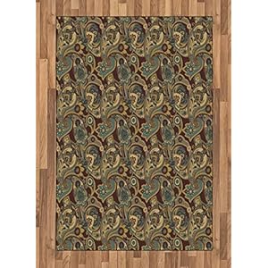 ABAKUHAUS Paisley Tapijt, Perzische Hippie Florets, vlak Geweven Vloerkleed voor Woonkamer, Slaapkamer, Eetkamer, 120 x…