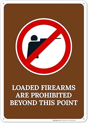 Loaded Firearms Are Prohibited Beyond This Point With Graphic Sign, 10x14 Inches, Rust Free .040 Aluminum, Fade Resistant, Made in USA by Sigo Signs