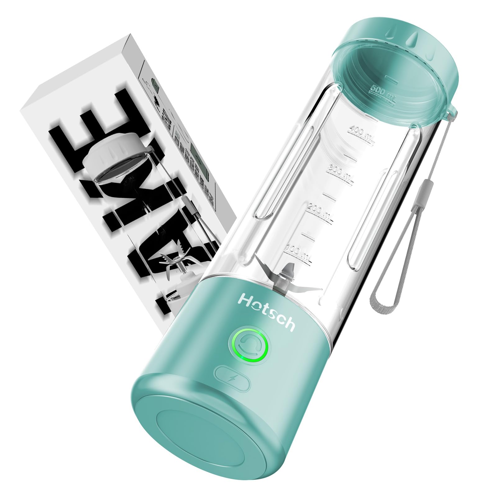 Portable Blender USB Rechargeable, Hotsch Personal Size Blender for Shakes and Smoothies, Strong Cutting Power with Six Blades, 20Oz Juicer Cup for Sports, Travel