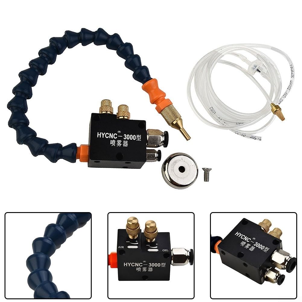 Eawfgtuw Tuyau de pulvérisation de lubrification pour liquide de refroidissement avec tube PU de 0,5 m et base magnétique pour machine de routeur CNC, tour, fraiseuse et machine de forage