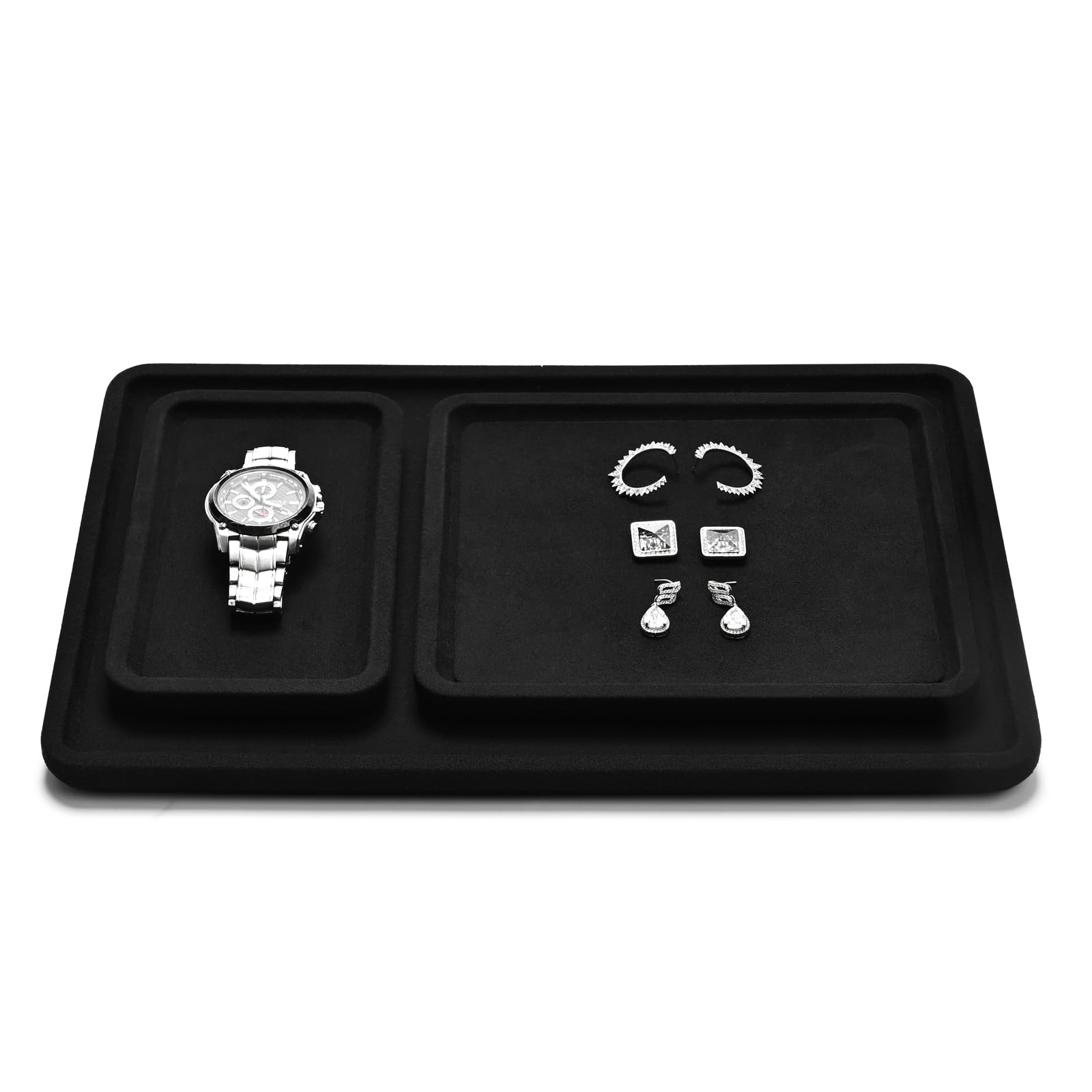 Plateau À Bijoux En Bois, Organisateur De Bijoux Jewelry Tray Présentoir À Bijoux 10x10x1.5cm (noir) | Petit plateau à bijoux - 10 x 10 x 1,5 cm - Noir - Plateau à bijoux Papten - Insert à bijoux pour tiroirs