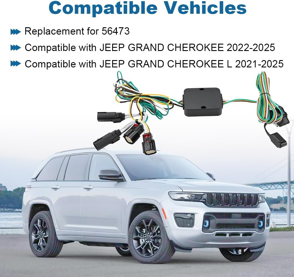 WATERWICH 4-Pin Trailer Wiring Harness Compatible with Jeep Grand Cherokee 2022-2025/ Jeep Grand Cherokee L 2021-2025 Replacement for 56473