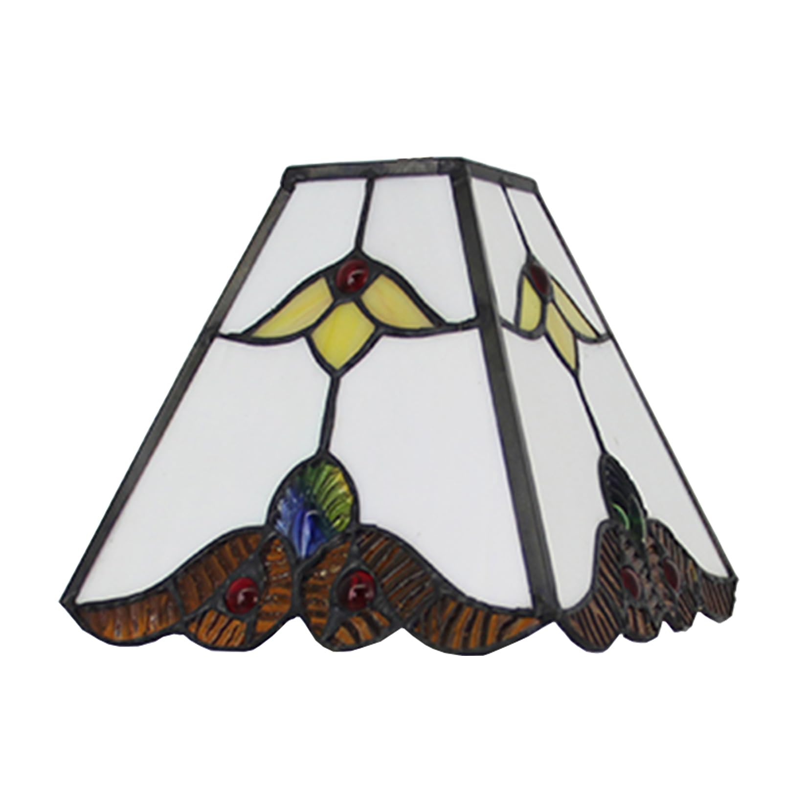 Botowi Baroque 6 Inch Wide Tiffany Lamp Shade Accessories Replacement Only Stained Glass Square Lampshades Vintage Pink Flower Light Cover For Table Lamp Pendant Light Desk Light,