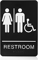 ADA Compliant Self-Stick Unisex Restroom Sign with Braille & 3M Tape - 9x6 Inch Bathroom Door Sign by SignsByLITA