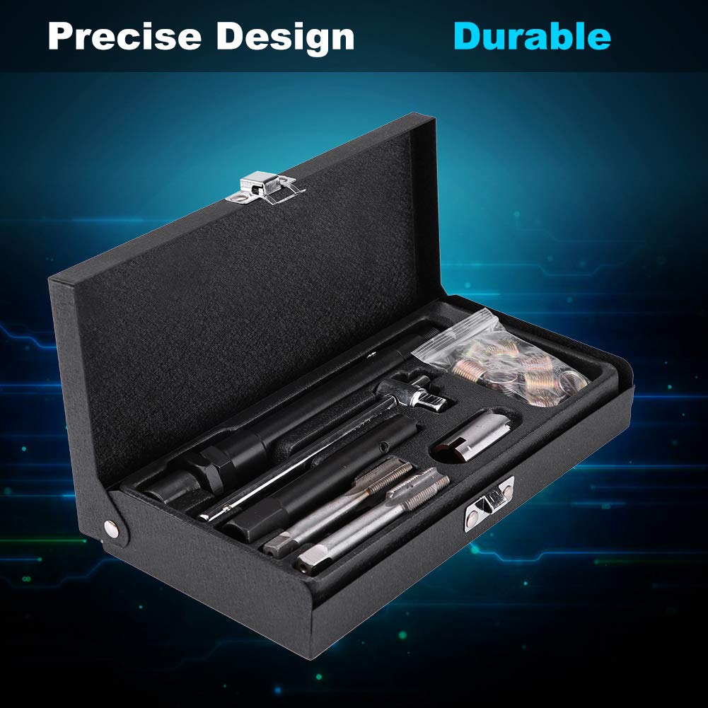 KIMISS 25 Kits de Reparación de Bujías Automáticas, M14 * 1,25 Kit de Reparación de Herramientas de Rosca Autorroscante con Carcasa, Adecuado para Automóviles, Camiones, Corte, Motores Y Motores de Ga