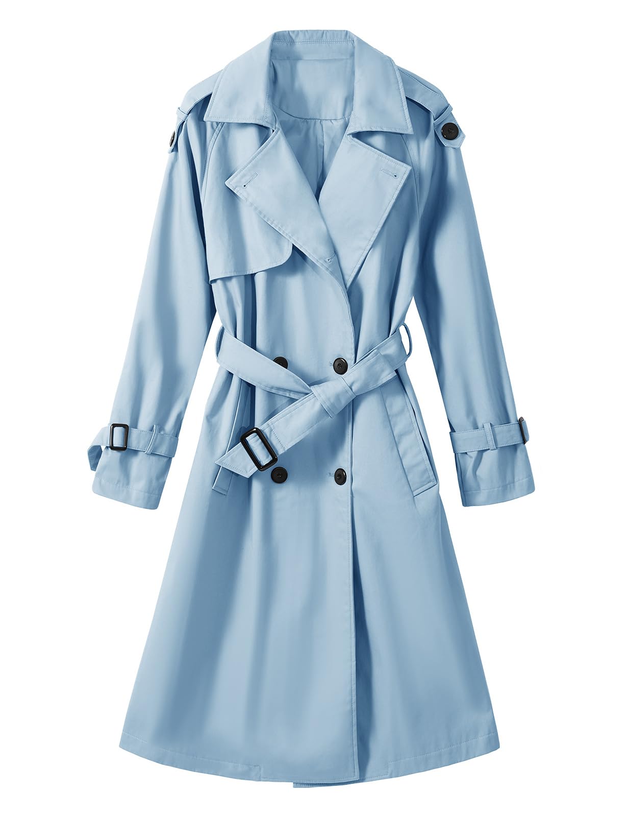 Tuopuda Gabardina para mujer Casual Abrigos con Cinturón Larga Gabardina mujer de Cuello Solapa Clásica Doble Botonadura Cortaviento Trench Chaqueta Primavera Otoño Abrigos