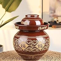 Vista 4 de Tarro de encurtido de cerámica con tapa hermética, recipiente de fermentación tradicional chino para kimchi, chucrut, encurtidos y verduras