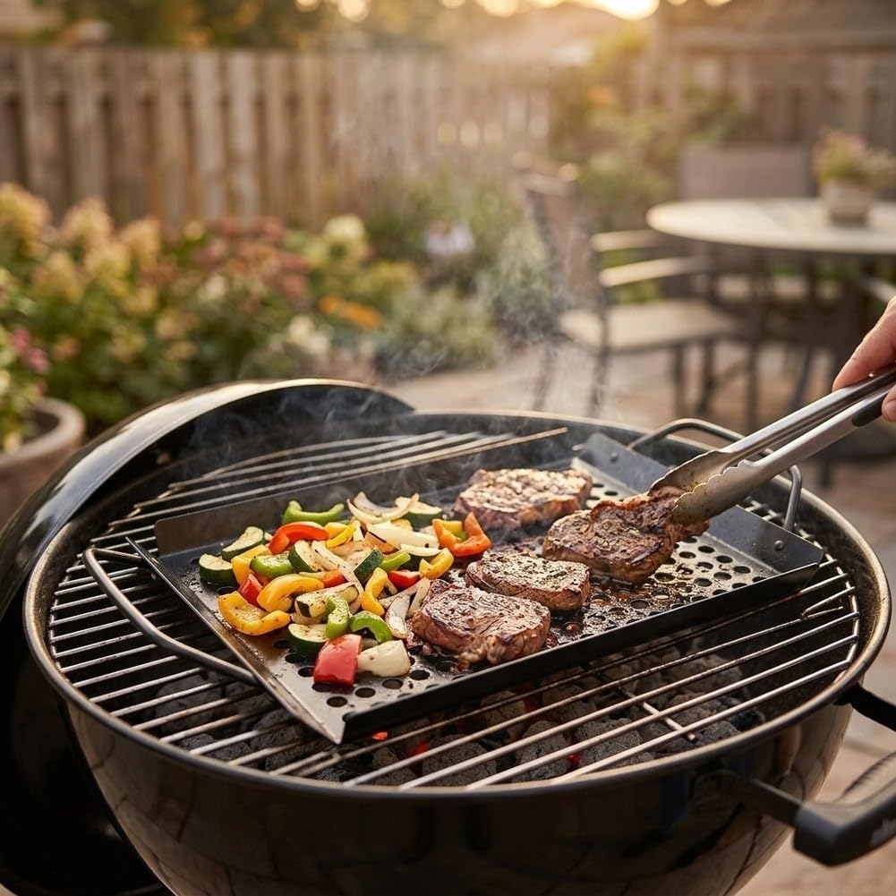 Cesta de parrilla para verduras de 41,5 cm de calor uniforme (3 piezas)