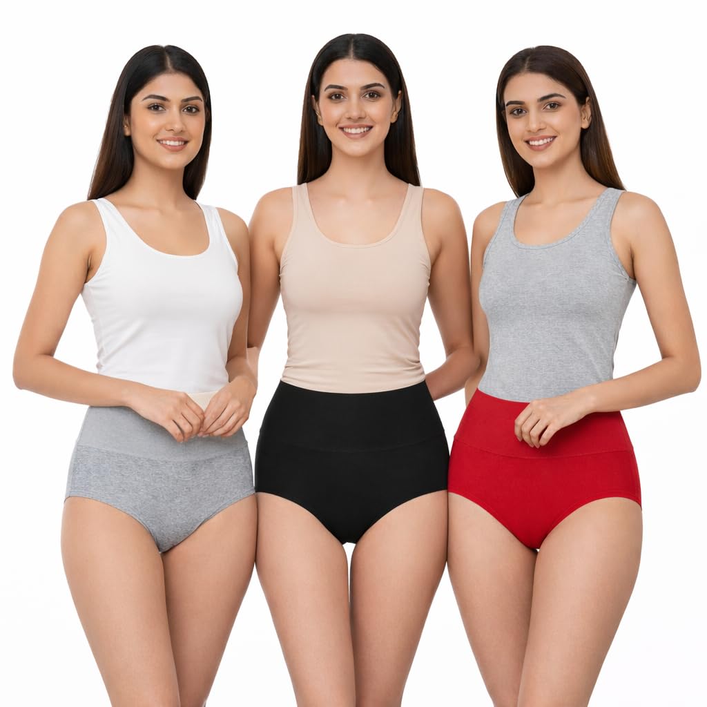 Women's Cotton Tummy Controller Panties, Free One Pair Transparent Bra Strap