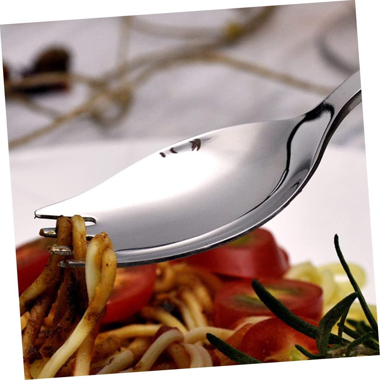 6Pcs Stainless Steel Long Handle Spork Heavy Duty Salad Spoons for Serving Ice Cream Fruit and Dessert Everyday Use and Hands