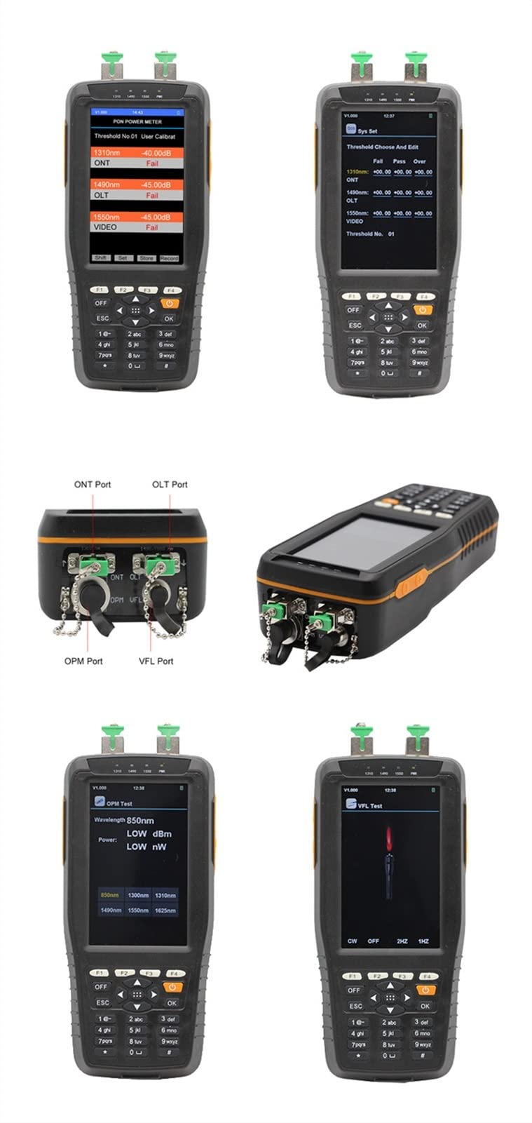 Probador de Cable de Fibra Óptica, Óptico Pícaro Instrumento de prueba de cable de fibra de medidor de potencia con función de falla del paso 1310 1490 1550nm en la verificación de servicio