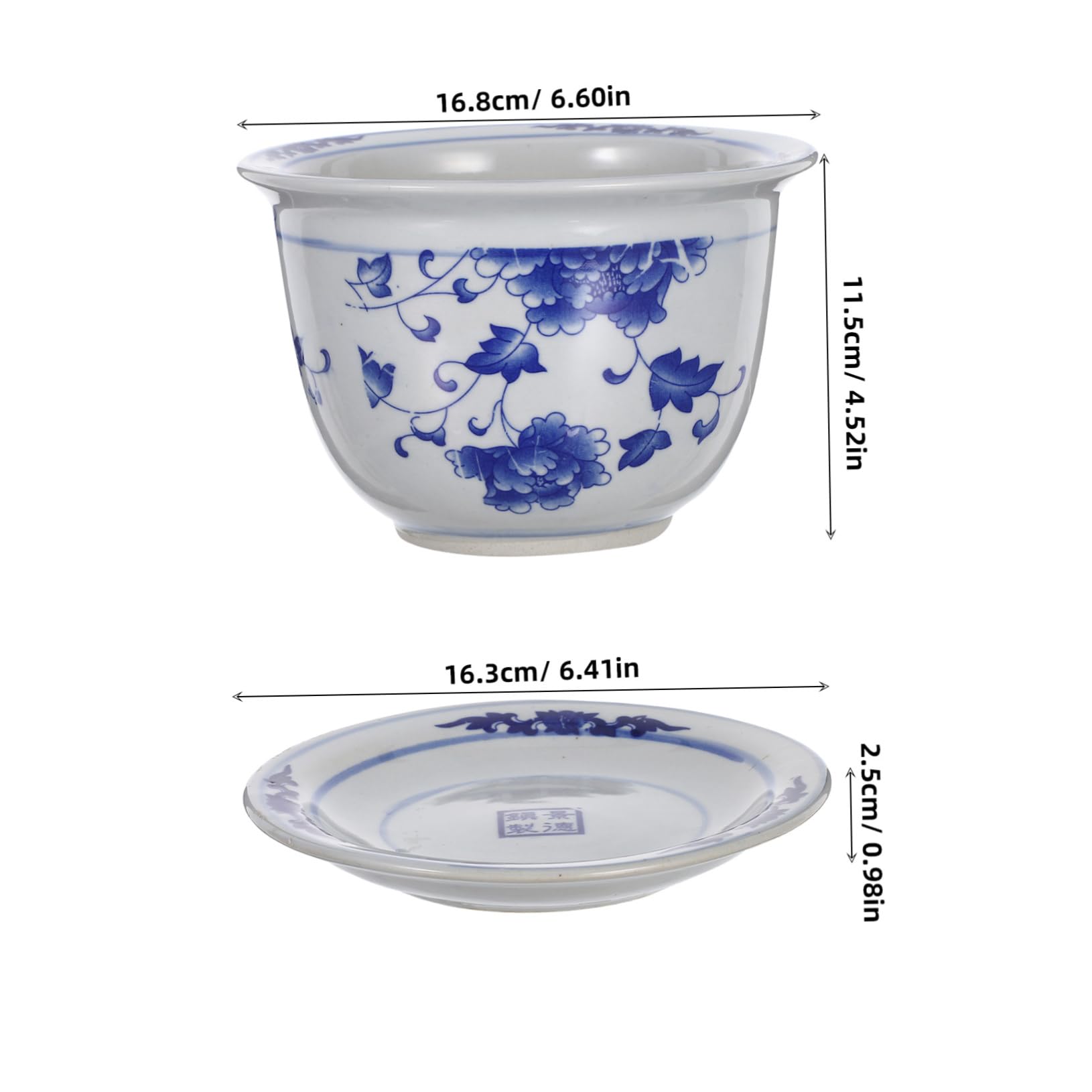 Toyvian Doniczek Ceramicznych z Podstawką Do Roślin Doniczkowych Elegancki Kwietnik Do Sukulentów i Orchidei Ozdobny Ceramiczny Pojemnik Balkonu i Ogrodu z Tradycyjnym Wzorem