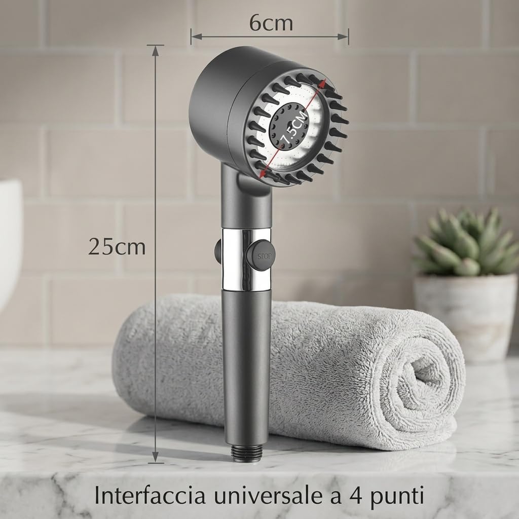 Pulifer | Soffione Doccia Con Filtro Visibile Getto Potente Tre Modalita Pulsante Arresto Acqua Per Uso Quotidiano In Bagno (2 pezzi)