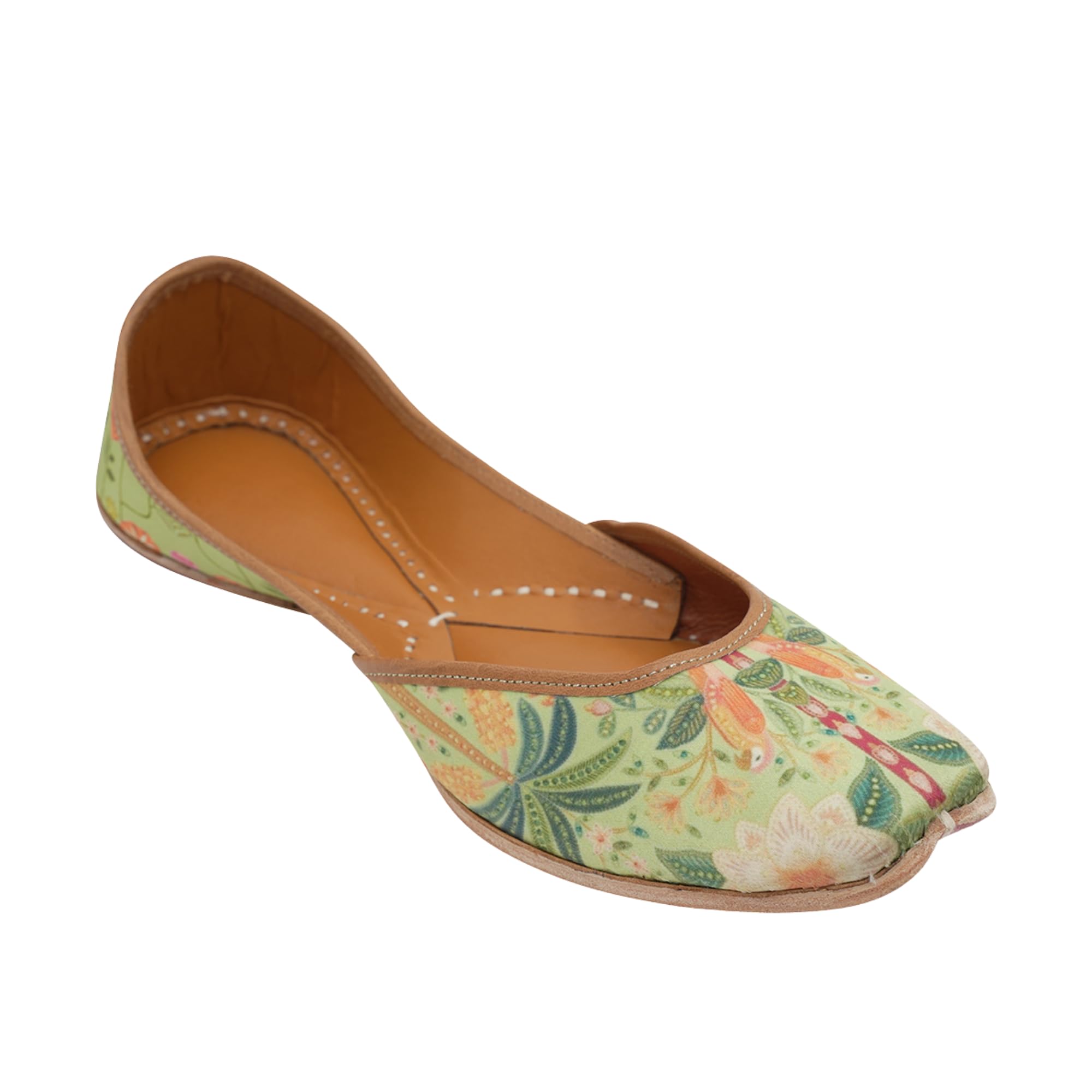 Women Embroidered Mojaris Flats | Green Color-image-27