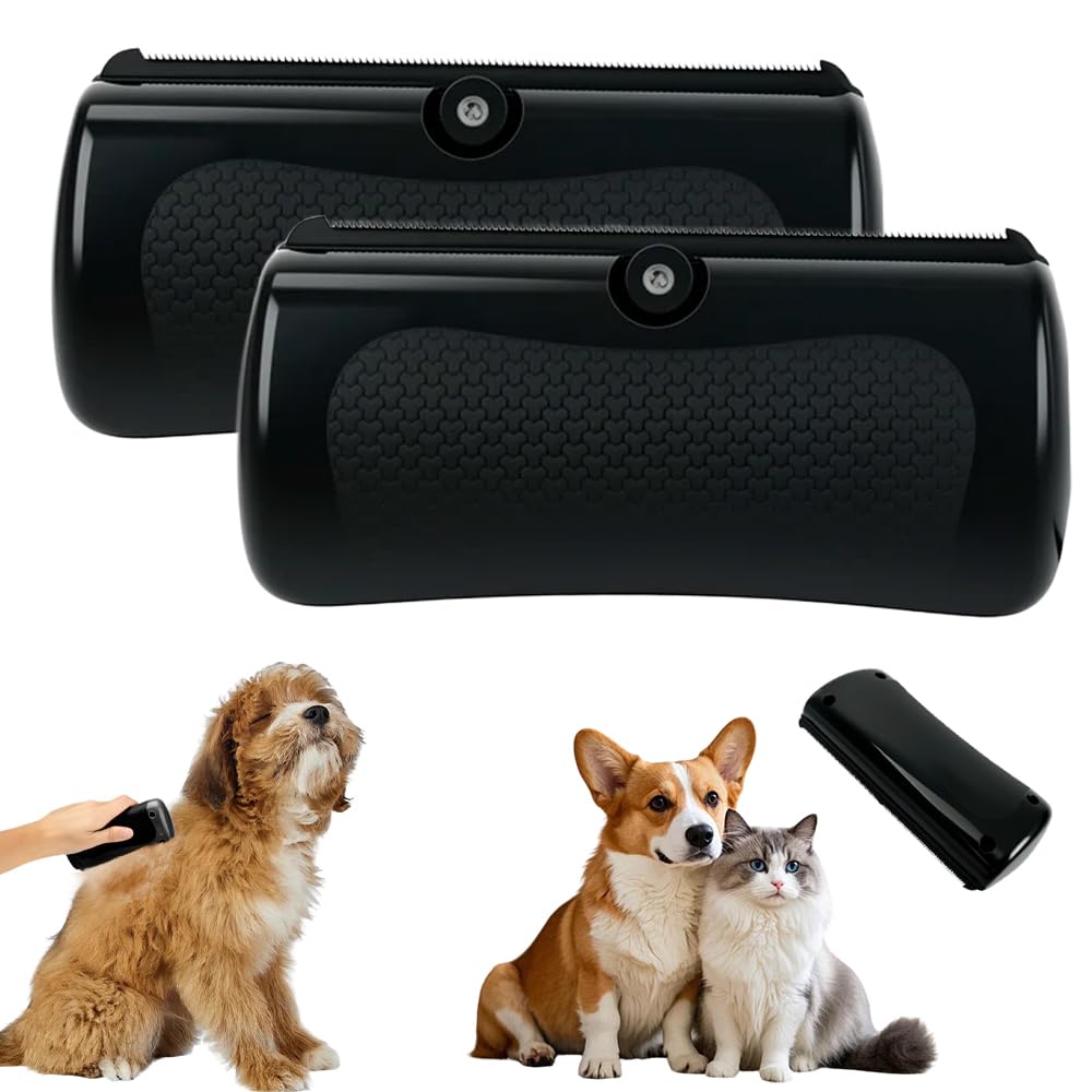Groompro Deshedding Brush,Dog Brush and Grooming Tool,Pet Hair Remover Comb for Shedding Short and Long Hair,Professional Pet Grooming Brush for Dogs and Cats (2PC)