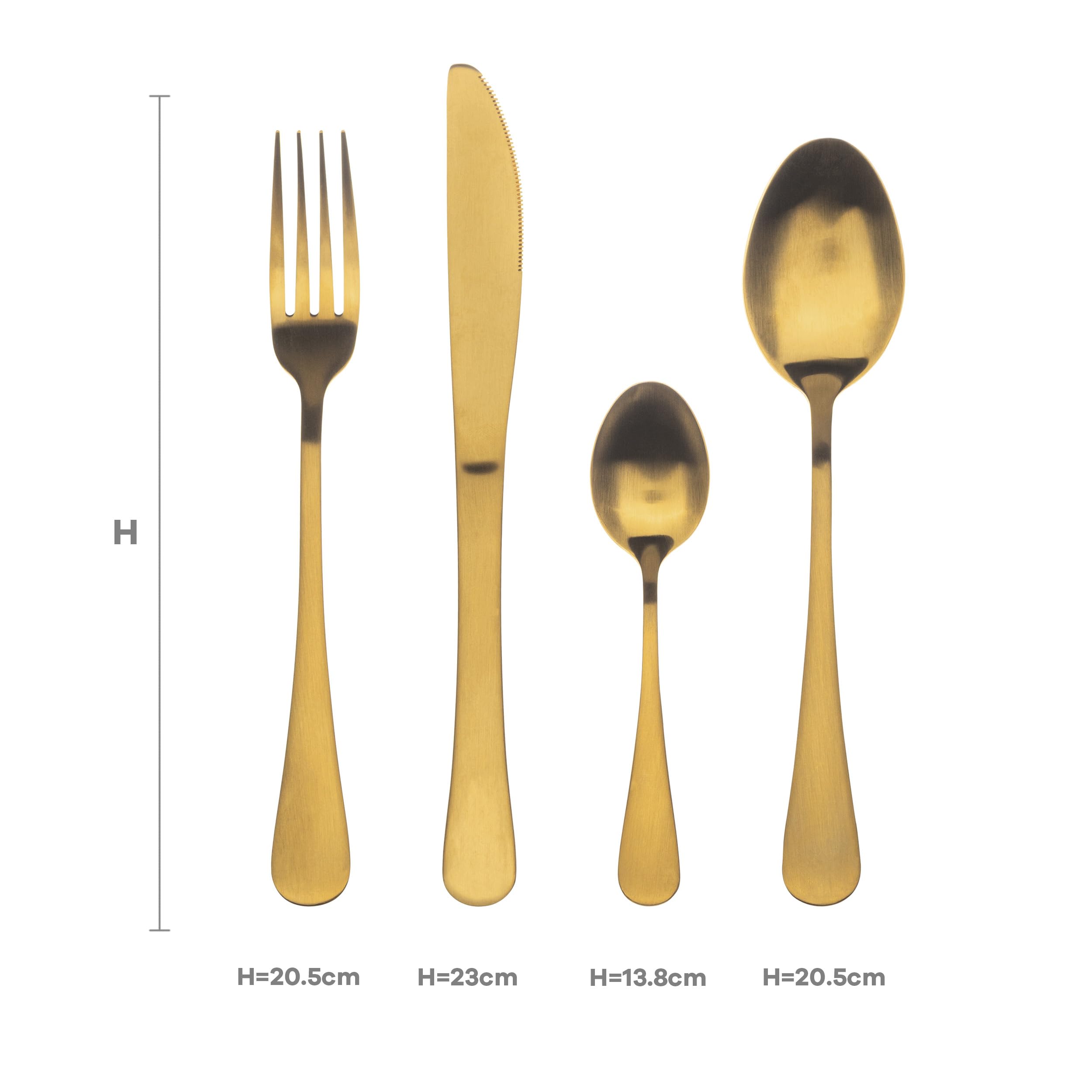 BERGNER Set 24 pezzi di posate in acciaio inox Monaco Oro Opaco