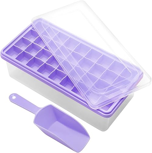 Miniatura 8 de Bandeja de silicona para cubitos de hielo de grado alimenticio con tapa y contenedor de almacenamiento para congelador, bandeja de hielo de 36