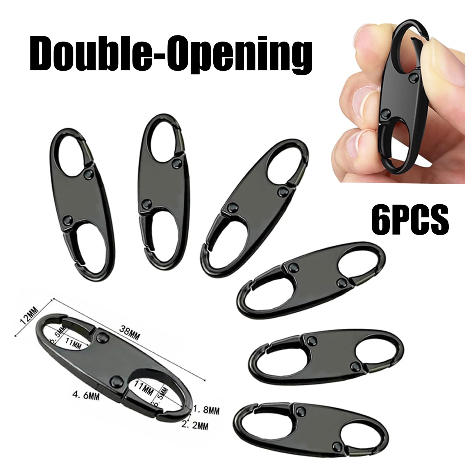 Metal Zipper Pull Replacement, Zipper Clips Anti Theft,Trip Secure Deterrent Clip for Luggage Purse Backpack(Black?6Pack)