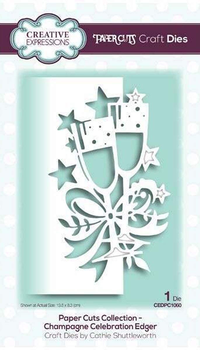 Creative Expressions Paper Cuts Collection - Champagne Edger, Silver, 13.6 x 8.3