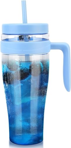 Miniatura 8 de Hydraful Vaso Tritan de 50 onzas con asa, tapa a prueba de fugas y popote, botella de agua de plástico reutilizable con marcador de tiempo, para