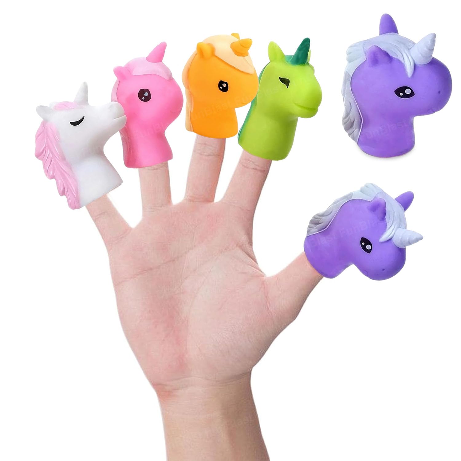 FunBlast Finger Puppets Toys for Kids - Pack of 5 Rubber Unicorn Puppets Toys for Toddlers, Colorful Storytelling Puppet Toy for Toddlers (Random Color)