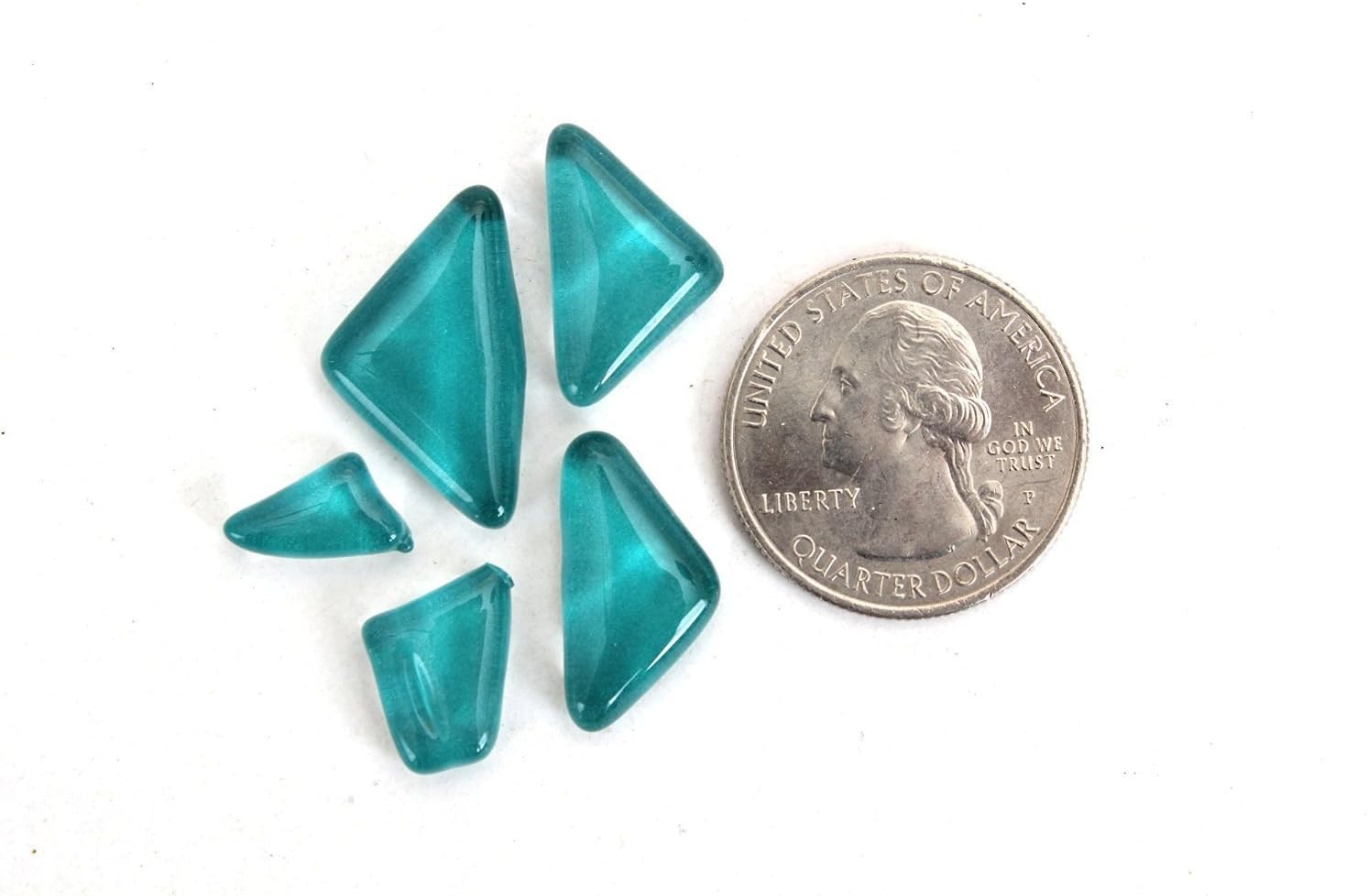 Blue-Green Smooth Mosaic Pieces, 3 Pound (48 oz) Bulk Mosaic Tiles (1200-1350 Mosaic Tiles)