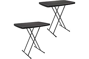 25" to 28" (H) Black Lavish Home Small Plastic Folding Table Set of 2