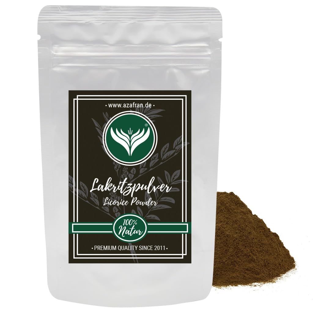 Azafran Lakritzpulver, Süßholzwurzel (Süßholz) Extrakt, Lakritz Pulver fein gemahlen 100g