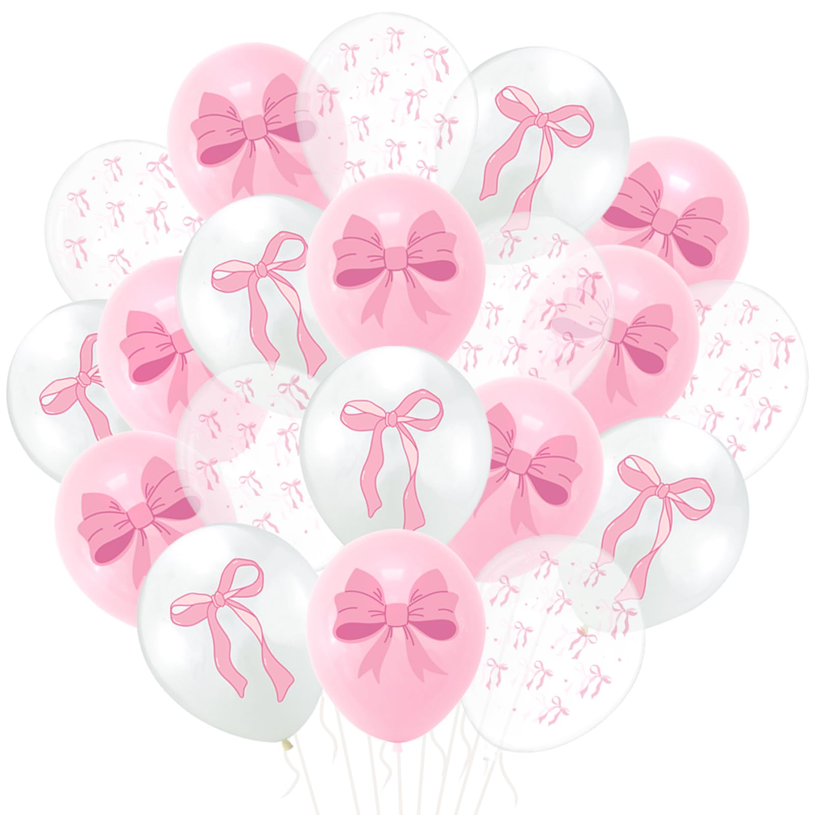 Pink Latex Bow Balloons Party Decorations - 40 Pcs Coquettte Cute Balloon for Bows Theme Birthday, Baby Shower Wedding Bachelorette Bridal Engagement
