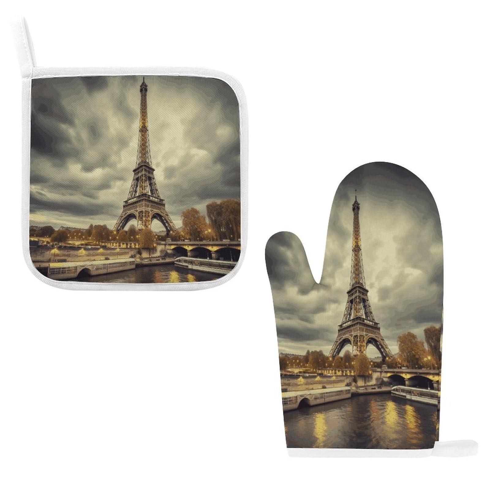 Eiffel Tower Paris Oven Mitts and Pot Holders Sets