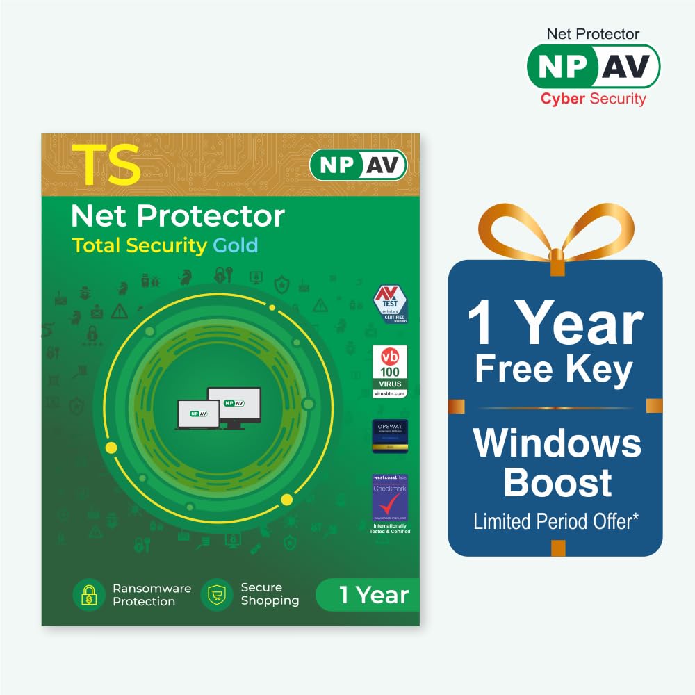 Net Protector Total Security 2025 + Win 10 Boost Combo / npav antivirus 2025, 1 year - (Email delivery in 1 Hour - No CD)