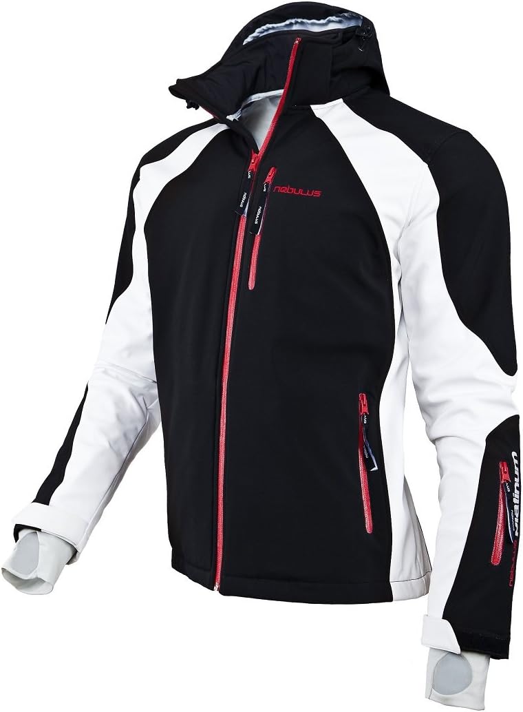Nebulus Softshell ski jacket ROCKSHELL, men's, black-white, 10,000mm water column (Q300)