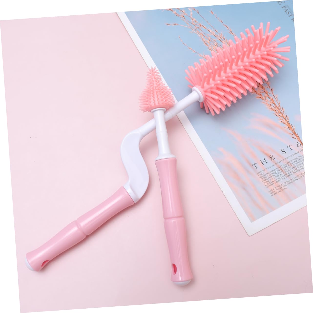 Abaodam 3ensembles Set De Brosses Pour Nettoyage De Biberons Et Tétines Accessoires De Puériculture Rotatifs Pour Entretien Facile Rose