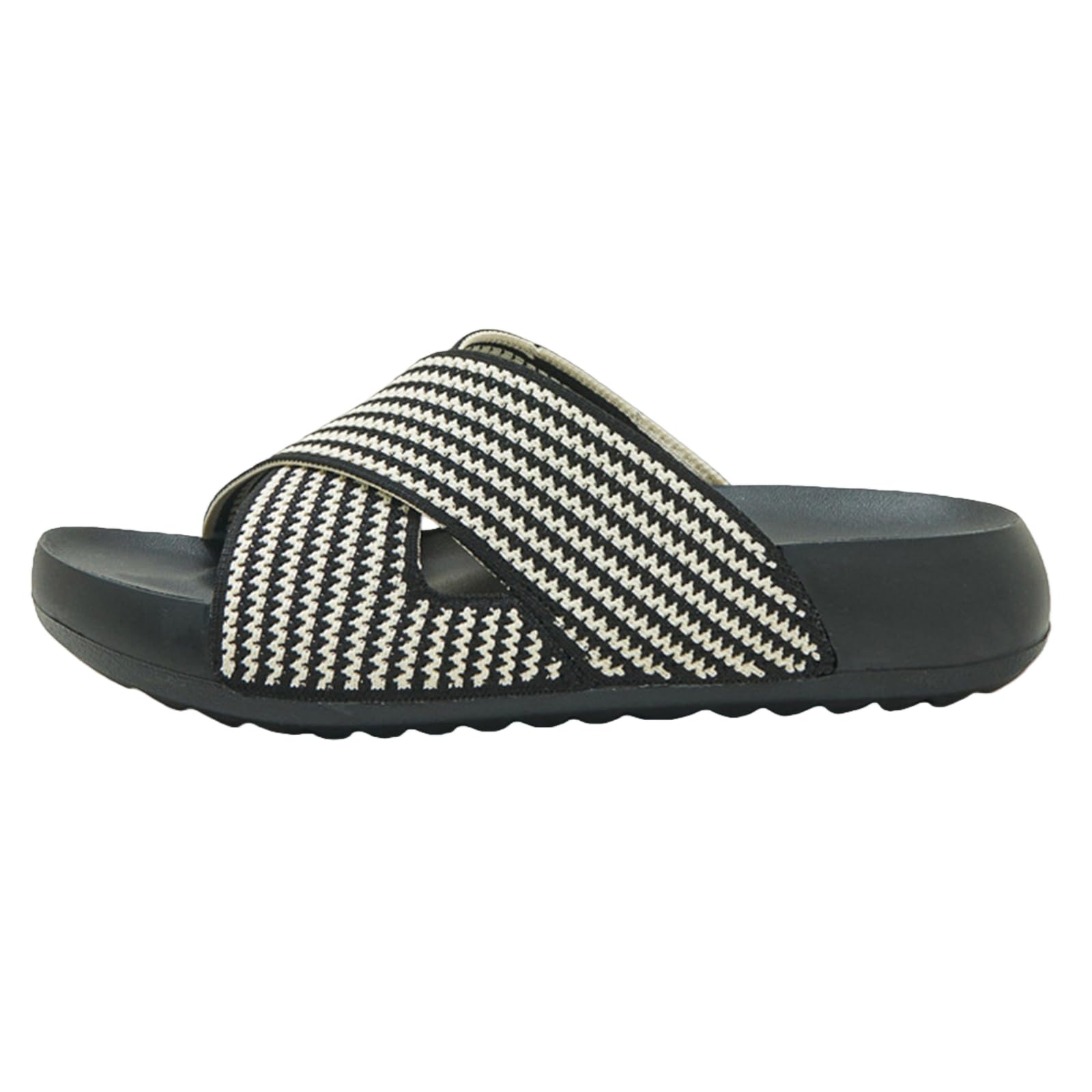 Slide Unisex Sandali di Scivolamento della Piattaforma Cinghia Incrociata Tessuta, Pantofole Casual Anti-scivolante A Puntsandali Dellacasual Spesse per -black-37