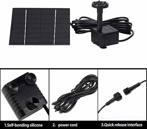 Miniatura 6 de Kit de bomba de agua solar, bomba de fuente de agua con 4 boquillas, fuente de agua para exteriores para baño de pájaros, estanques, jardín y pecera