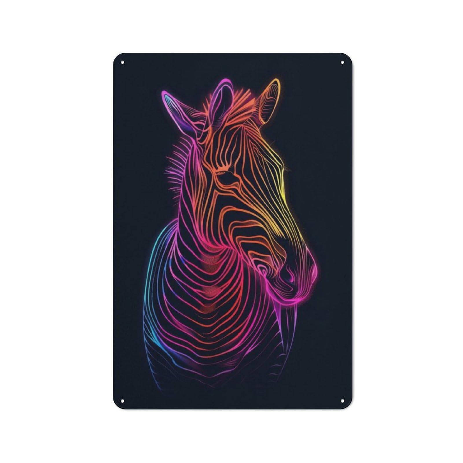 Junmoney Zebra Animal Neon Rustic Tin Sign 30X20cm Featuring For Garage Or Workshop, For Updating Garage And Workshop After Moving