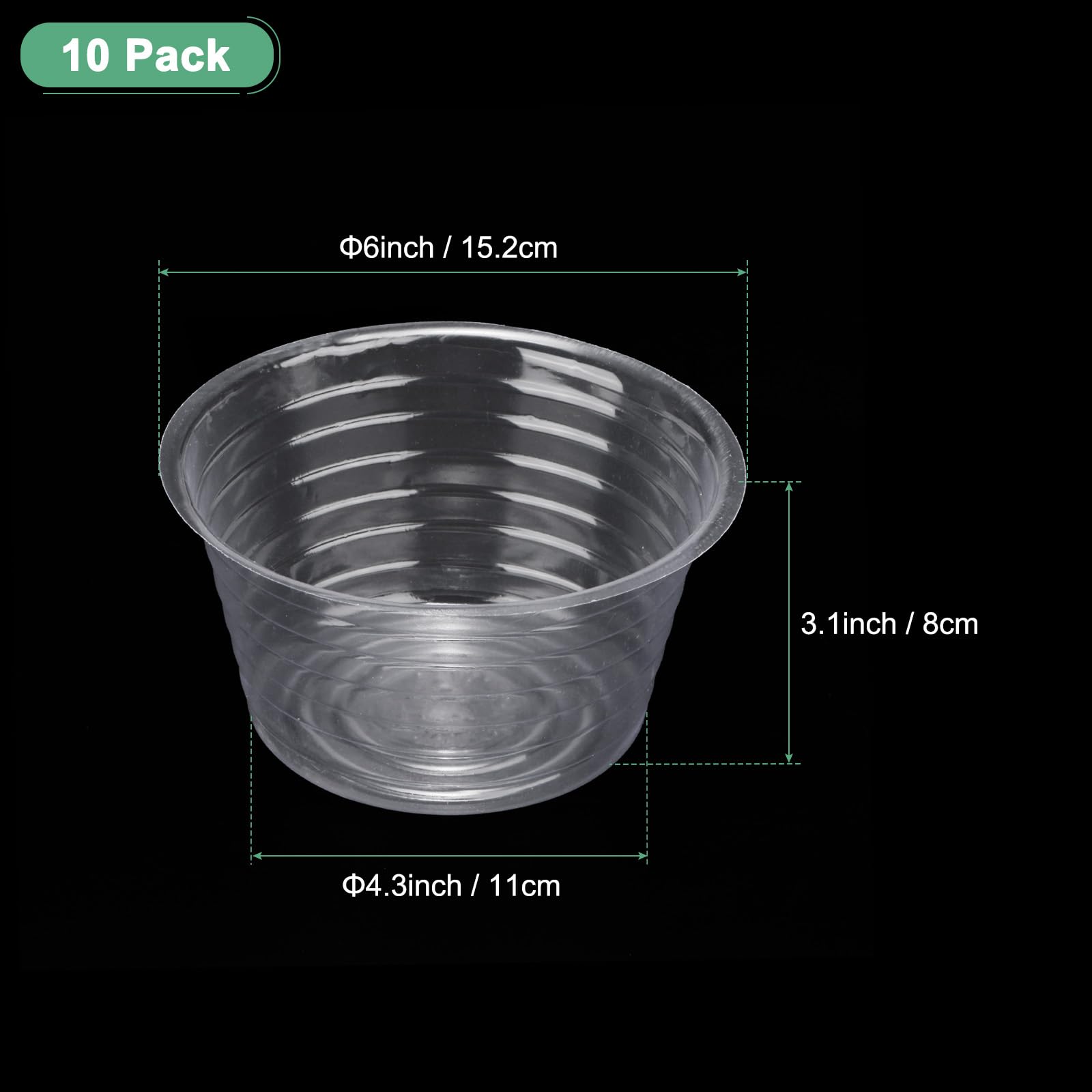M METERXITY 10-Pack Plastic Plant Saucer, 6 Inch Clear Thin Plant Saucer Drip Tray for Indoor/Outdoor, Planter Liners Nursery Pots - Image 3