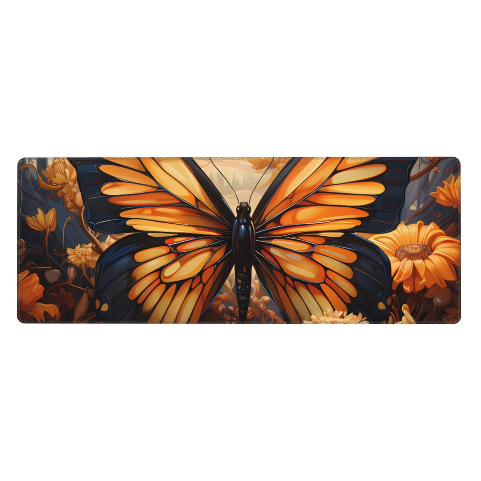 Tapis de clavier avec bords cousus de précision design orange et jaune - 8