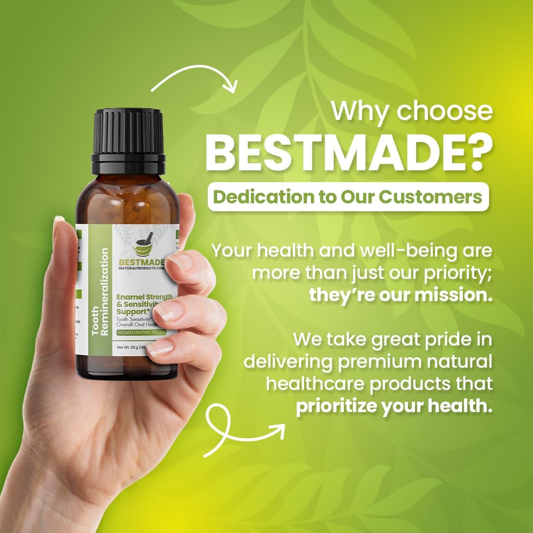 Bestmade Tooth Remineralization Support - Cell Salt Combination to Reduce Sensitivity, Protect Enamel & Strengthen Teeth, Natural, Homeopathic, Non-Toxic, 350 Pellets