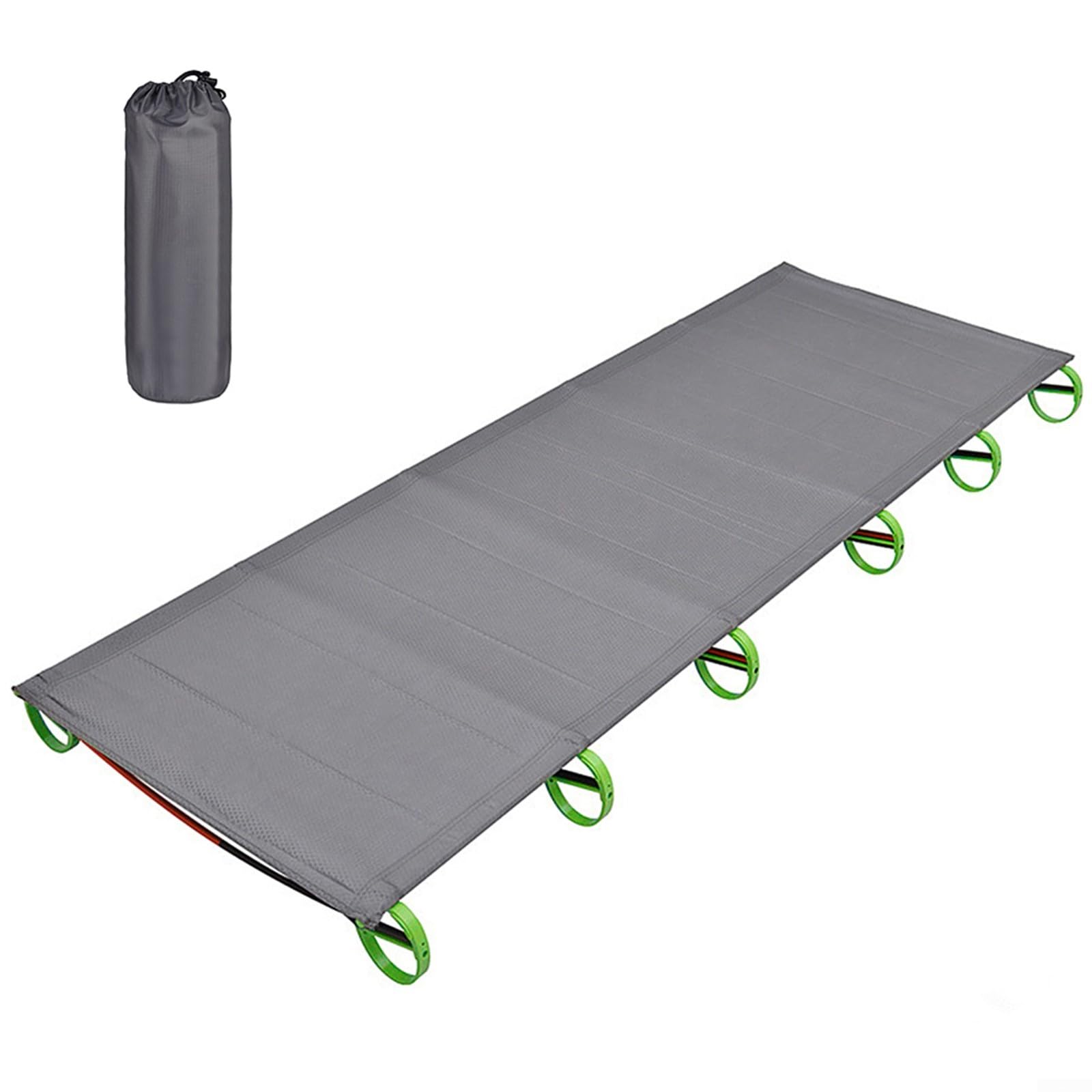 Besttoolifes Cuna de camping plegable ultraligera para dormir al aire libre, marco de aleación de aluminio, capacidad de 150 kg, 180 x 58 cm para dormir, cama de viaje plegable con bolsa de transporte