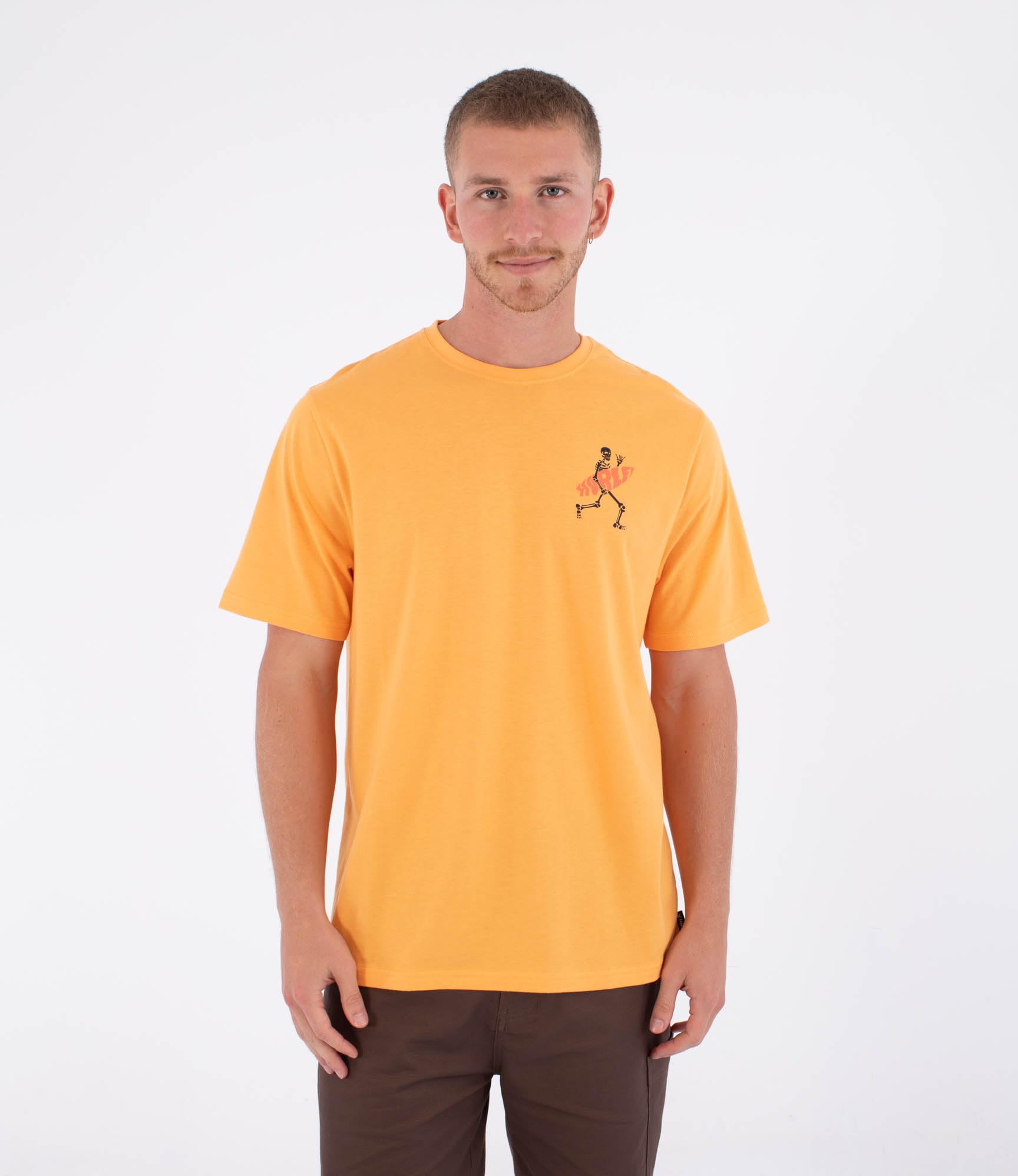 Hurley Mens Short Sleeve Printing Press Flamingue T-Shirt, Orange, L EU