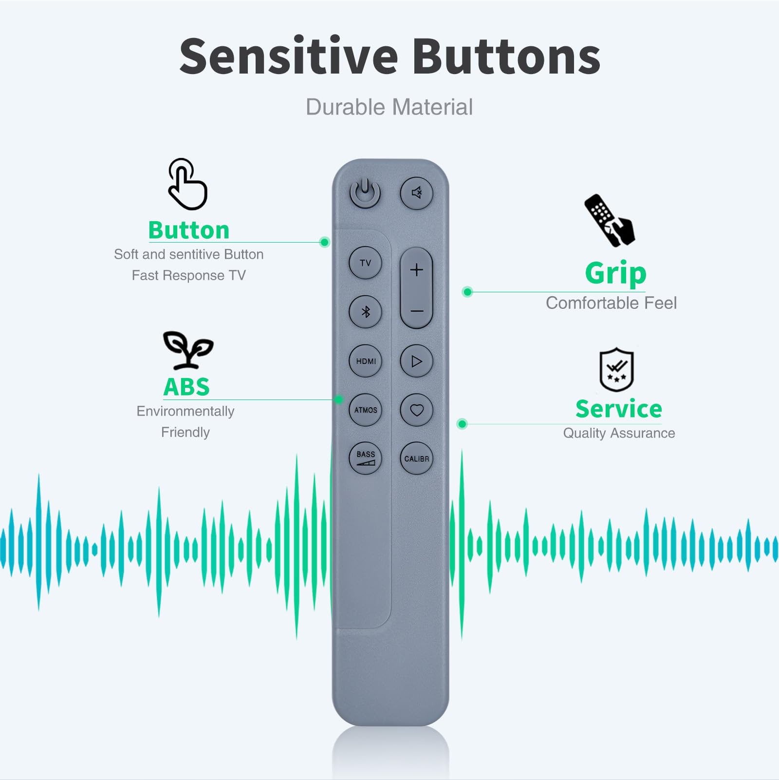 Neue Ersatzfernbedienung für JBL Soundbar 500 BAR 300 BAR500 BAR300 Kompakte 5.1-Kanal-Soundbar (Grau)